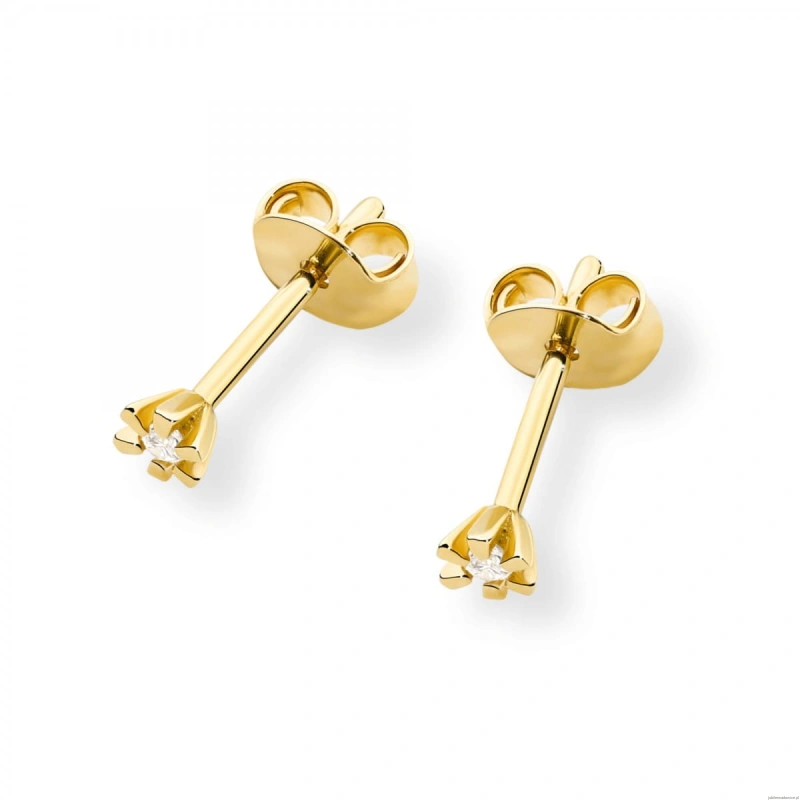 Kolczyki K0029 Diament 2 x 0,02ct żółte złoto