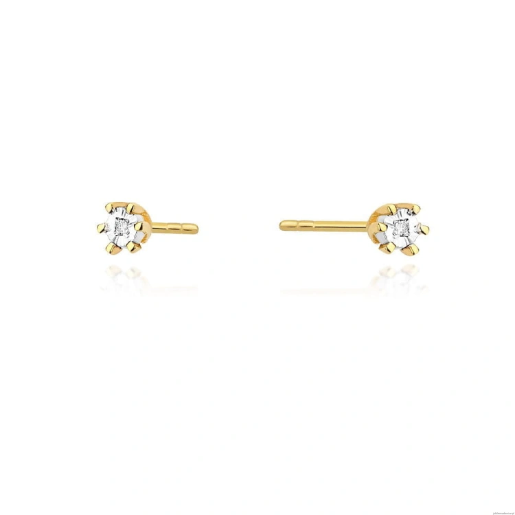 Kolczyki K0031 Diament 2 x 0,0086ct żółte złoto