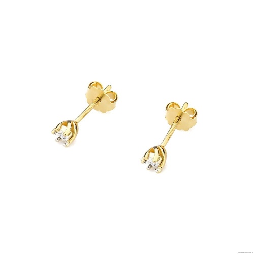 Kolczyki K0031 Diament 2 x 0,0086ct żółte złoto