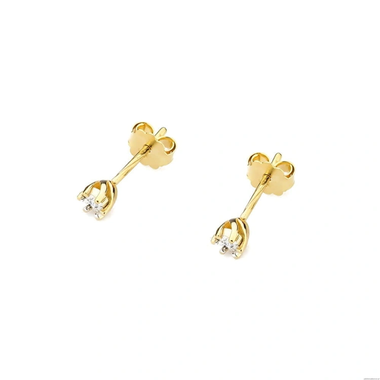 Kolczyki K0031 Diament 2 x 0,0086ct żółte złoto