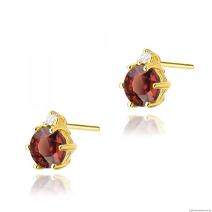 Kolczyki K0076 Granat 2 x 0,60ct żółte złoto