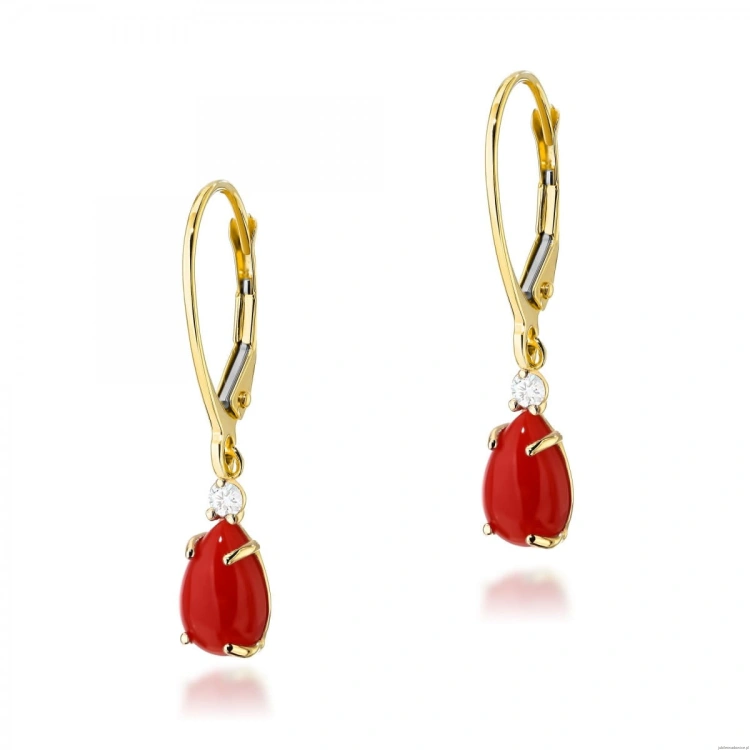 Kolczyki KO570 Koral 2 x 0,65ct żółte złoto