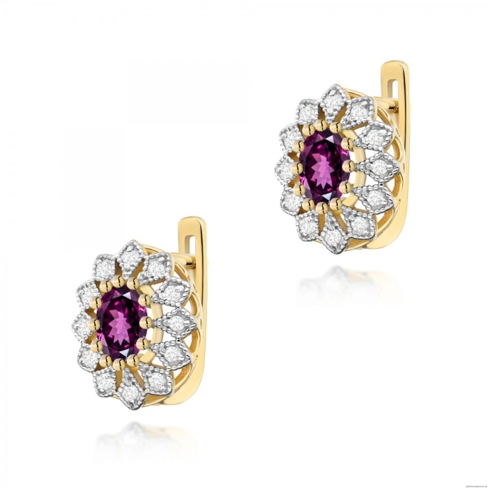 Kolczyki K0354 Rodolit 2 x 0,50ct żółte złoto