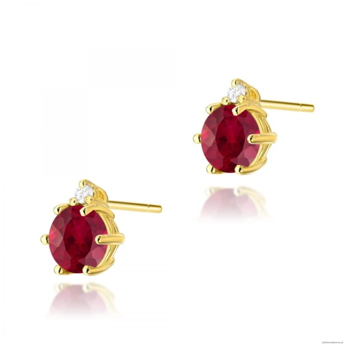 Kolczyki K0076 Rubin 2 x 0,60ct żółte złoto