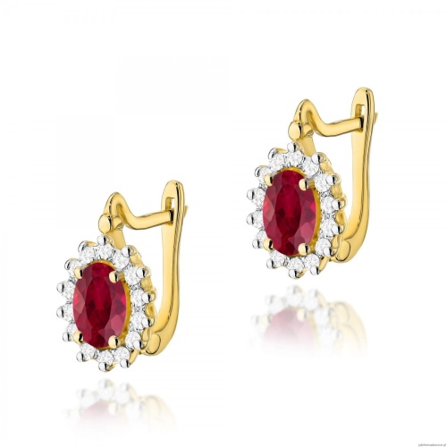 Kolczyki K0182 Rubin 2 x 0,60ct żółte złoto