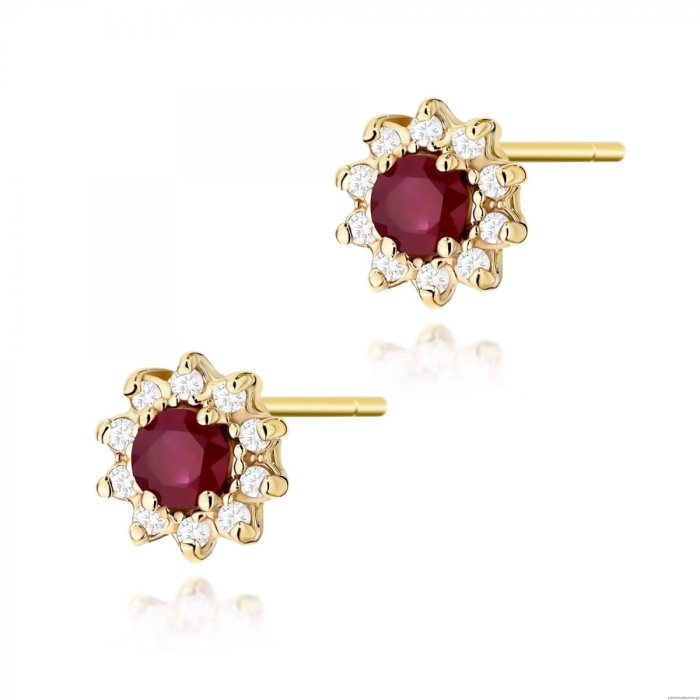 Kolczyki K0185 Rubin 2 x 0,15ct żółte złoto