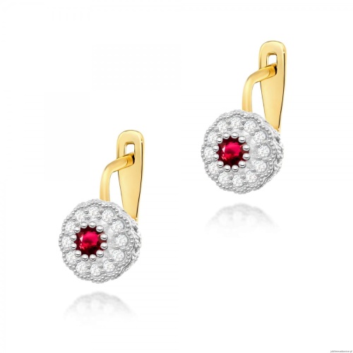 Kolczyki K0284 Rubin 2 x 0,15ct żółte złoto