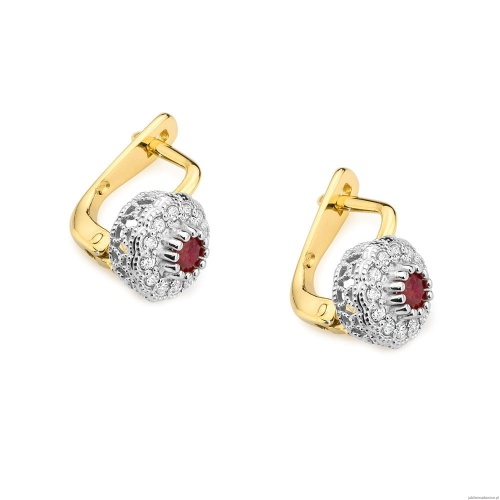 Kolczyki K0284 Rubin 2 x 0,15ct żółte złoto