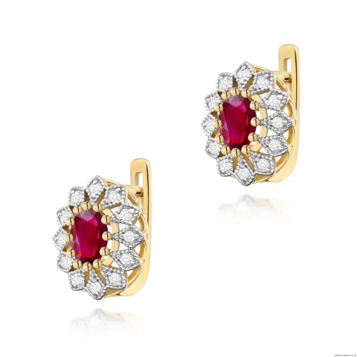 Kolczyki K0354 Rubin 2 x 0,60ct żółte złoto