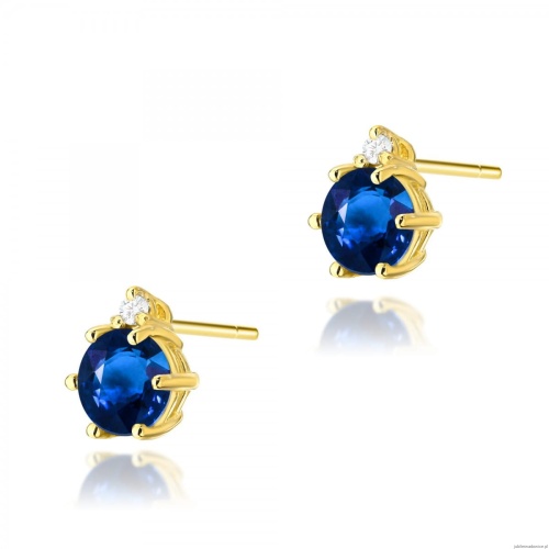 Kolczyki K0076 Szafir 2 x 0,50ct żółte złoto