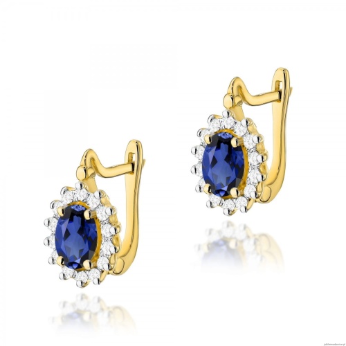 Kolczyki K0182 Szafir 2 x 0,70ct żółte złoto