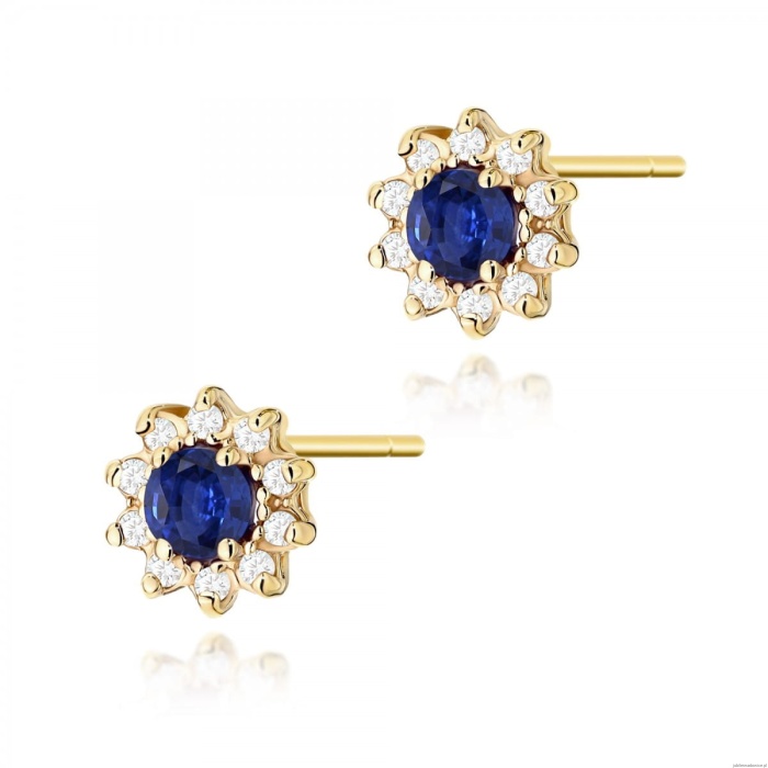 Kolczyki K0185 Szafir 2 x 0,15ct żółte złoto