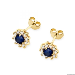 Kolczyki K0185 Szafir 2 x 0,15ct żółte złoto