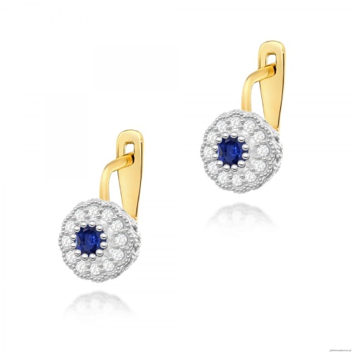 Kolczyki K0284 Szafir 2 x 0,15ct żółte złoto
