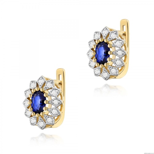 Kolczyki K0354 Szafir 2 x 0,70ct żółte złoto