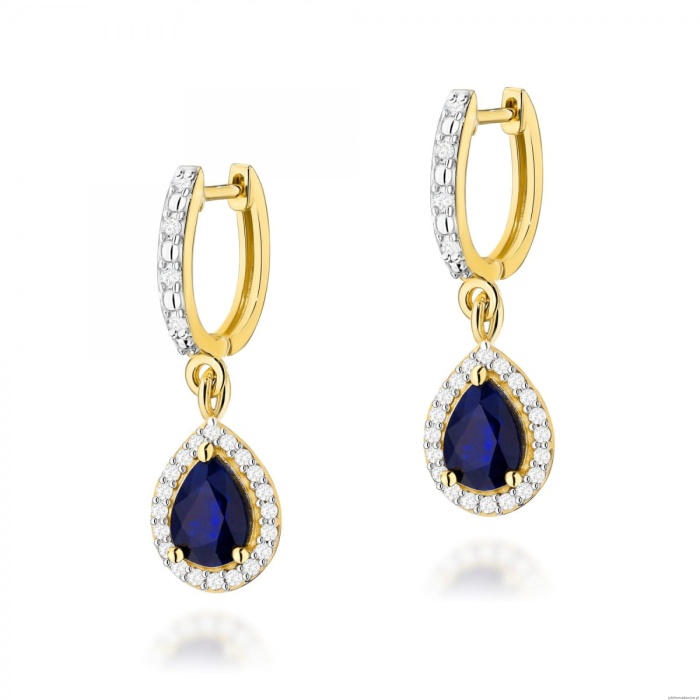 Kolczyki K0455 Szafir 2 x 0,60ct żółte złoto