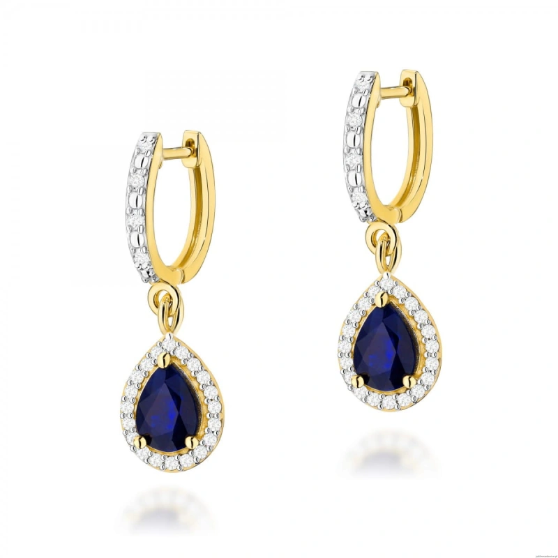 Kolczyki K0455 Szafir 2 x 0,60ct żółte złoto