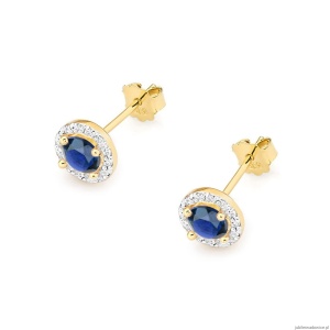 Kolczyki K0509 Szafir 2 x 0,50ct żółte złoto