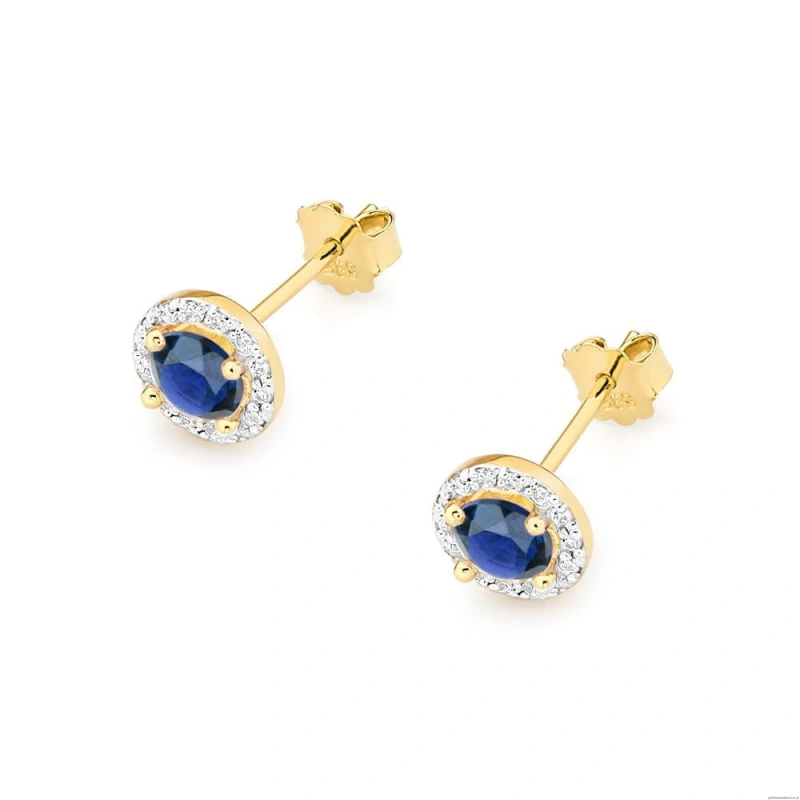 Kolczyki K0509 Szafir 2 x 0,50ct żółte złoto