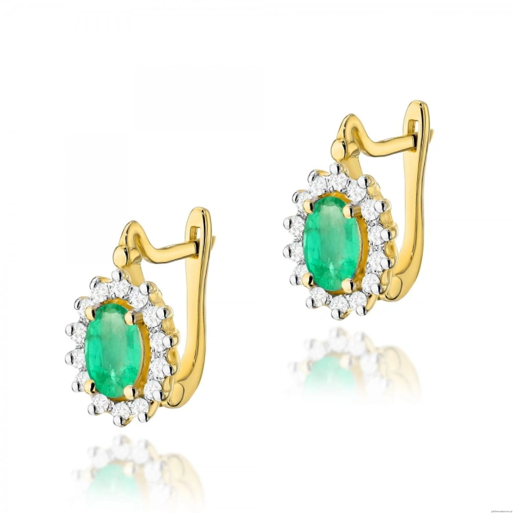 Kolczyki K0182 Szmaragd 2 x 0,40ct żółte złoto