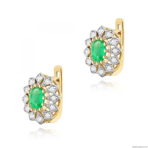 Kolczyki K0354 Szmaragd 2 x 0,40ct żółte złoto