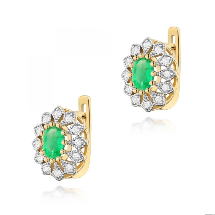 Kolczyki K0354 Szmaragd 2 x 0,40ct żółte złoto