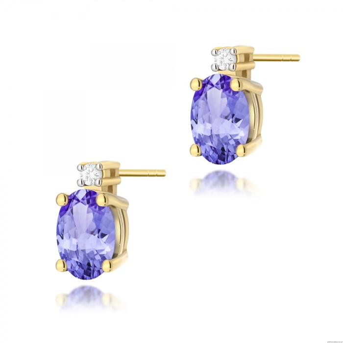 Kolczyki K0001 Tanzanit 2 x 0,40ct żółte złoto