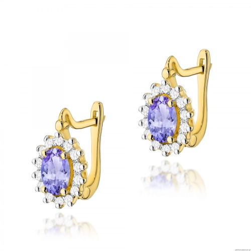 Kolczyki K0182 Tanzanit 2 x 0,40ct żółte złoto