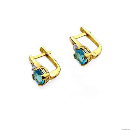 Kolczyki K0040 Topaz 2 x 1,10ct żółte złoto