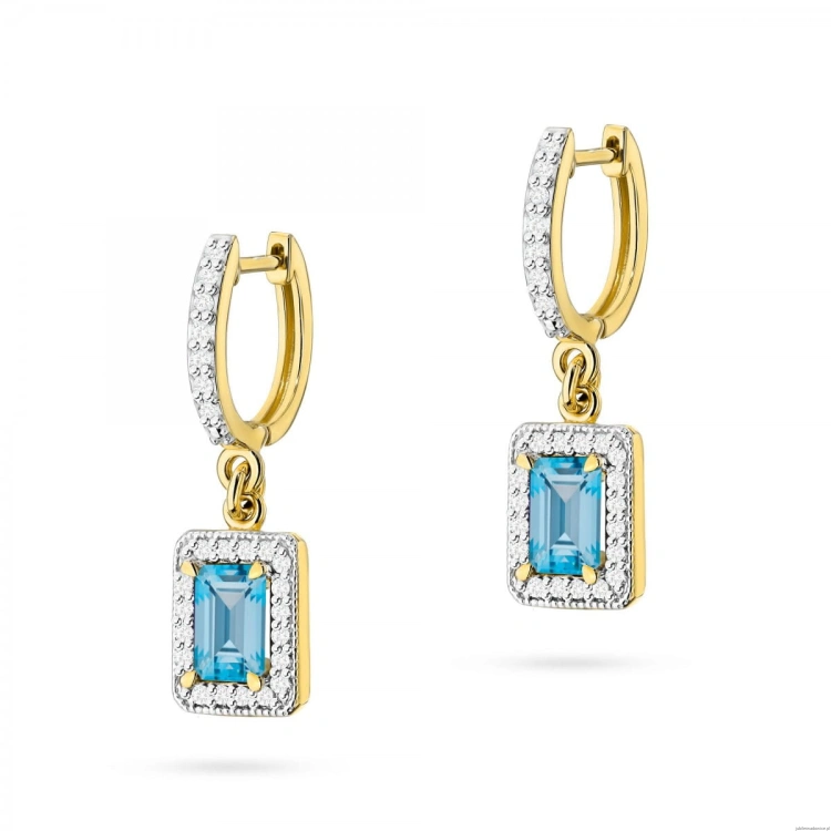 Kolczyki K0422 Topaz 2 x 0,65ct żółte złoto