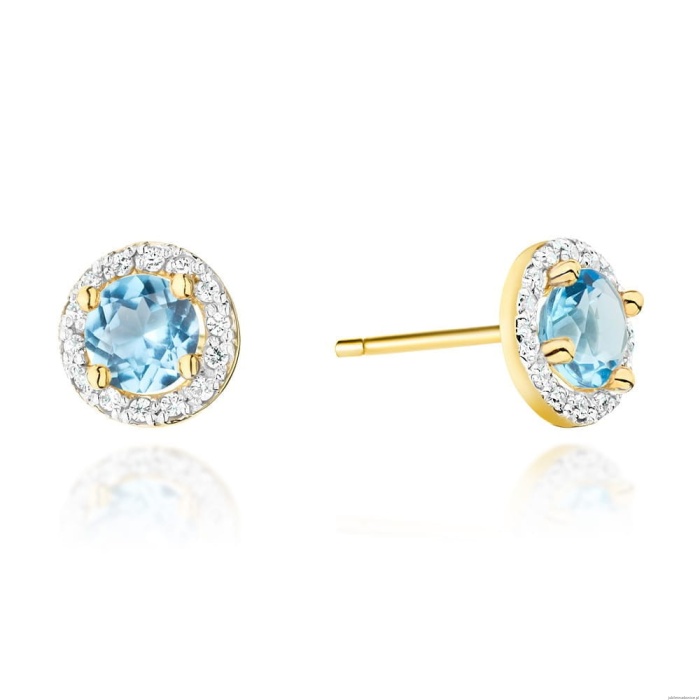 Kolczyki K0509 Topaz 2 x 0,60ct żółte złoto