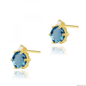 Kolczyki K0076 Topaz London Blue 2 x 0,50ct żółte złoto