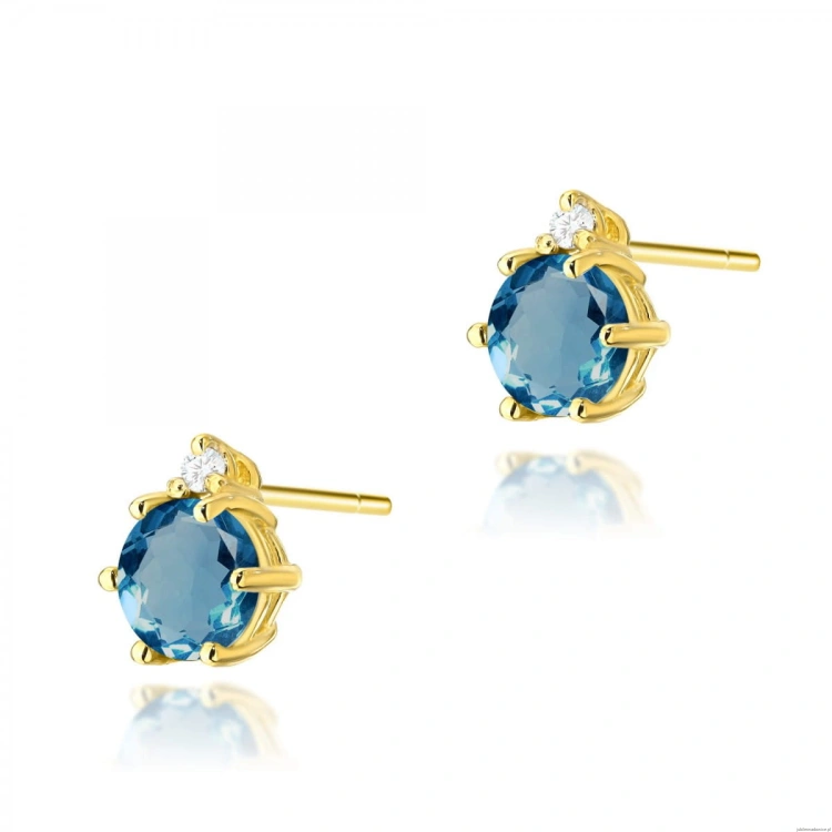 Kolczyki K0076 Topaz London Blue 2 x 0,50ct żółte złoto