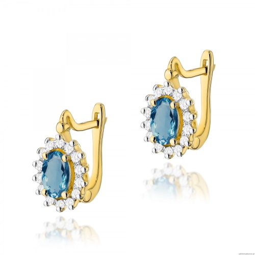 Kolczyki K0182 Topaz London Blue 2 x 0,50ct żółte złoto