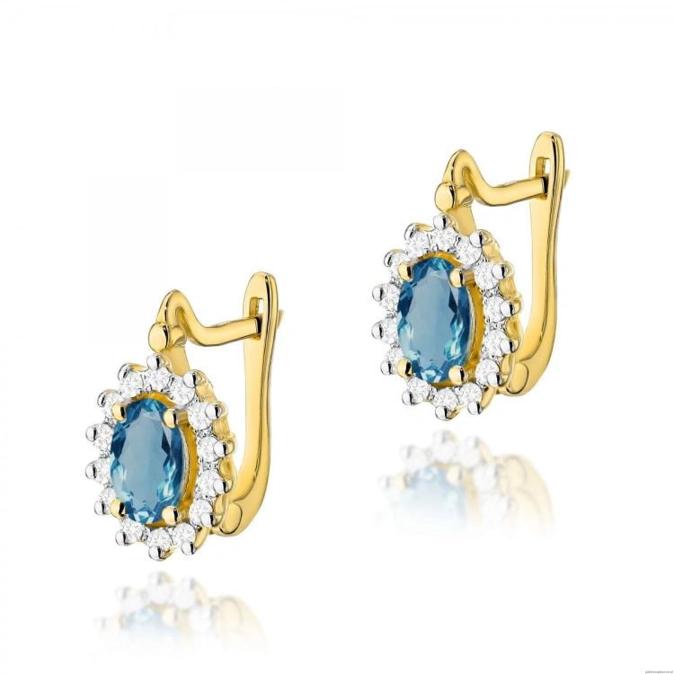 Kolczyki K0182 Topaz London Blue 2 x 0,50ct żółte złoto