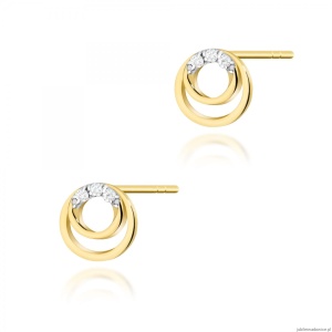 Kolczyki K0078 z diamentami żółte złoto