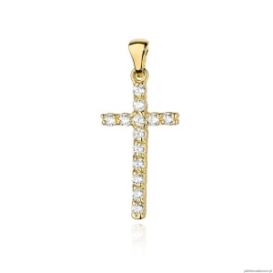 Krzyż K006 z diamentami żółte złoto