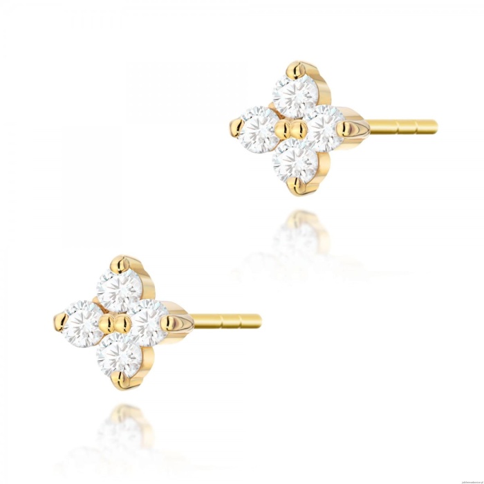 Kolczyki K0024 z diamentami żółte złoto