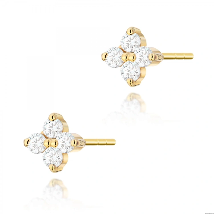 Kolczyki K0024 z diamentami żółte złoto