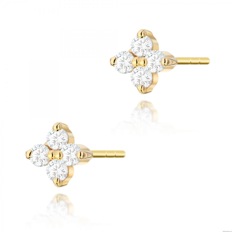Kolczyki K0024 z diamentami żółte złoto