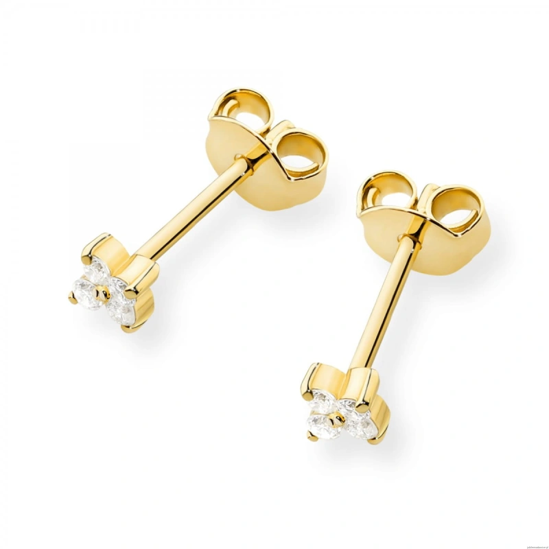 Kolczyki K0024 z diamentami żółte złoto
