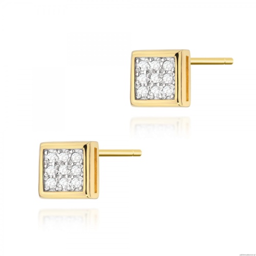 Kolczyki K0036 z diamentami żółte złoto