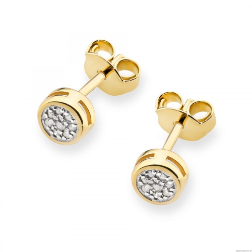 Kolczyki K0041 z diamentami żółte złoto