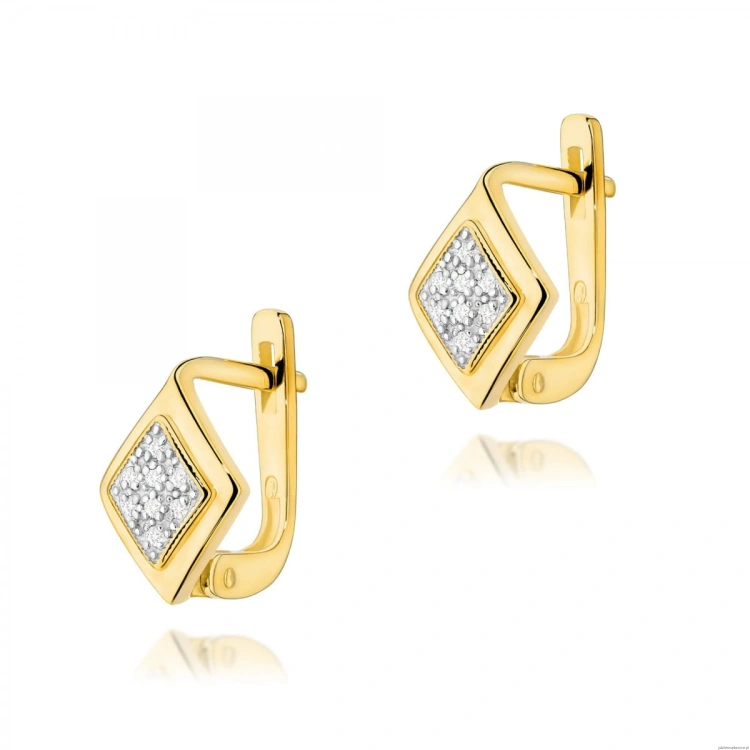 Kolczyki K0052 z diamentami żółte złoto