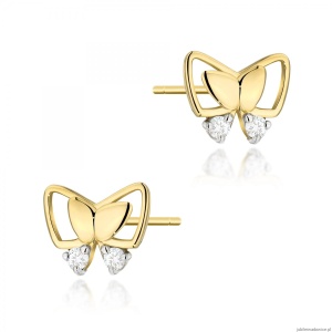 Kolczyki K0059 z diamentami żółte złoto