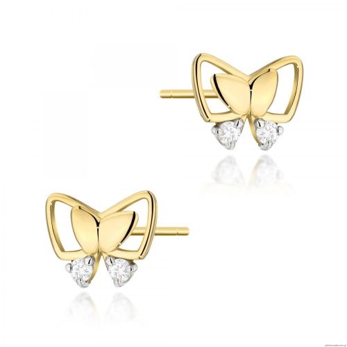 Kolczyki K0059 z diamentami żółte złoto