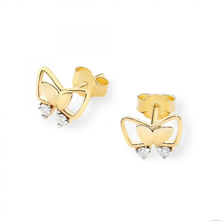Kolczyki K0059 z diamentami żółte złoto