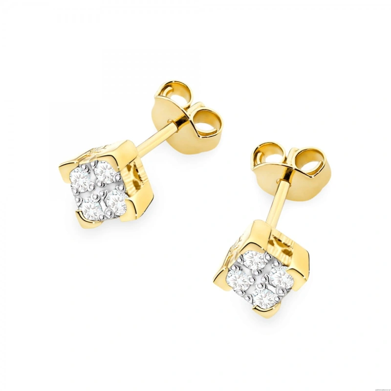 Kolczyki K0402 z diamentami żółte złoto