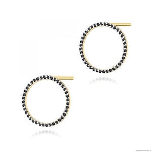 Kolczyki K0442 z czarnymi diamentami żółte złoto