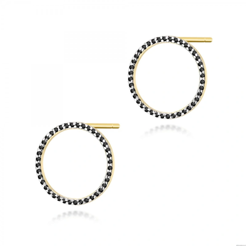 Kolczyki K0442 z czarnymi diamentami żółte złoto